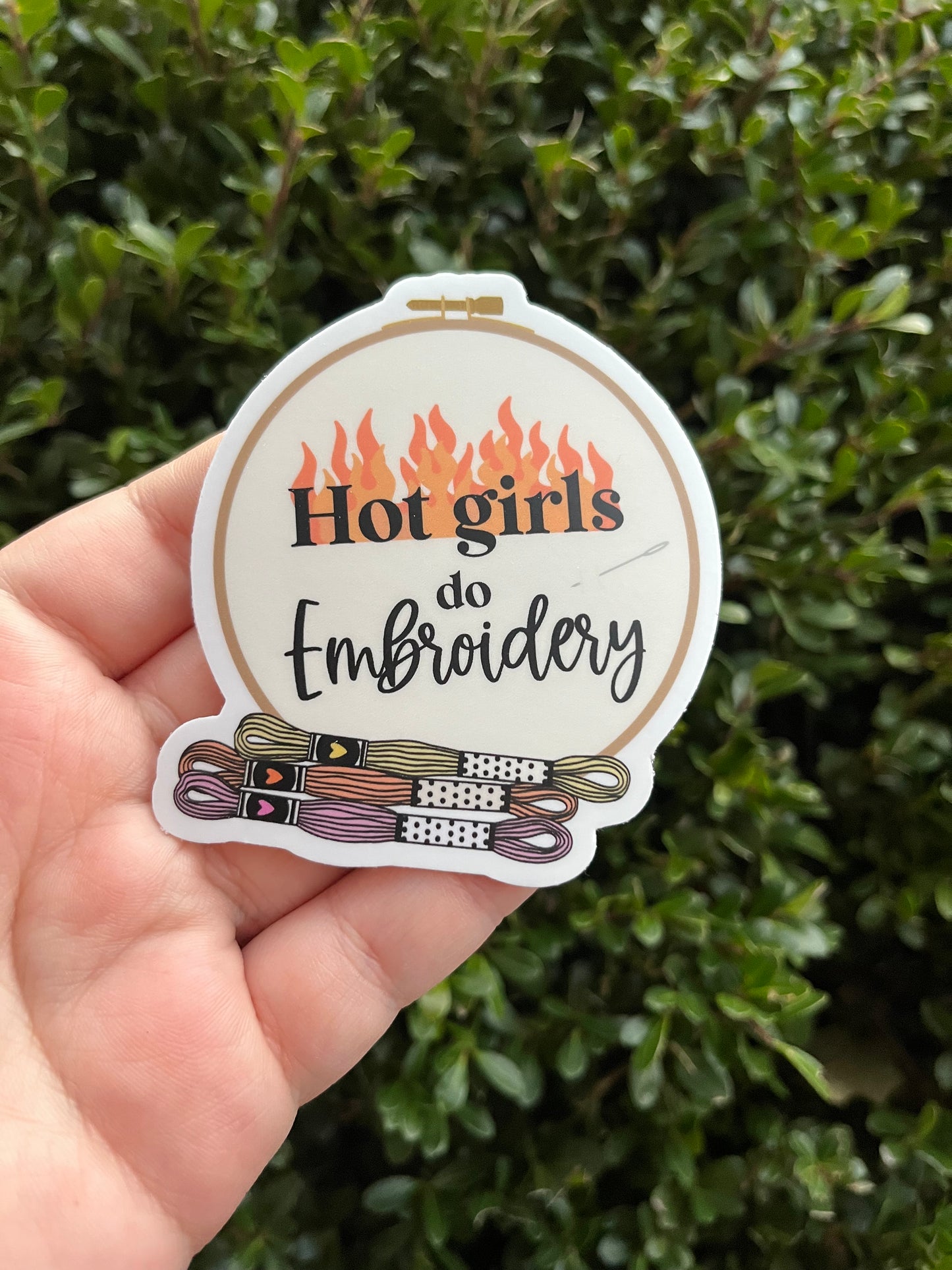 Hot Girls Do Embroidery Hoop and Thread Sticker