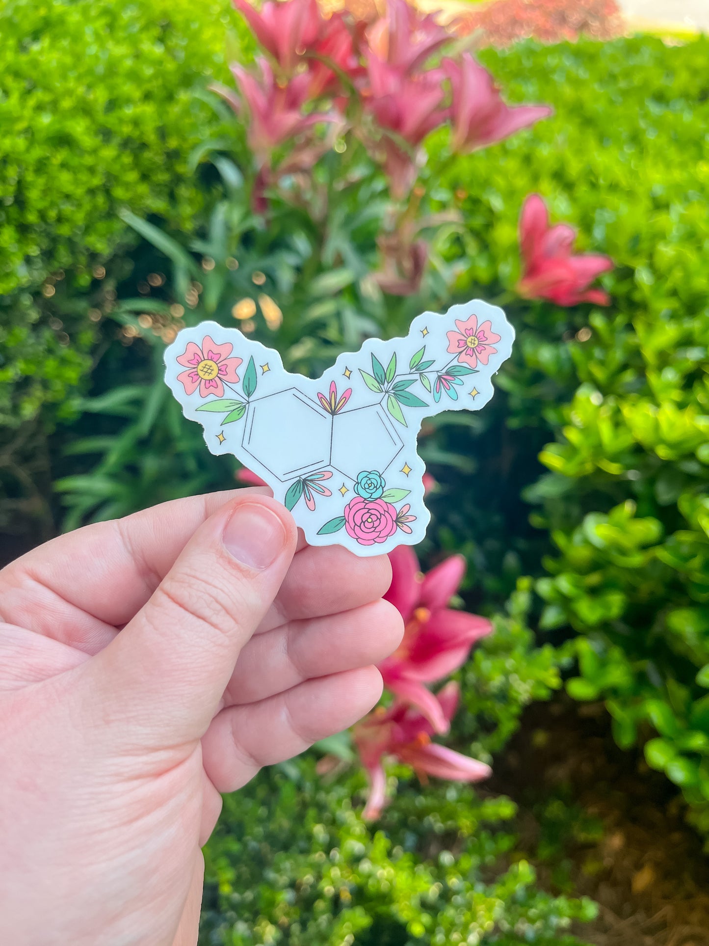 Floral Seratonin Sticker - Vinyl, Waterproof Sticker
