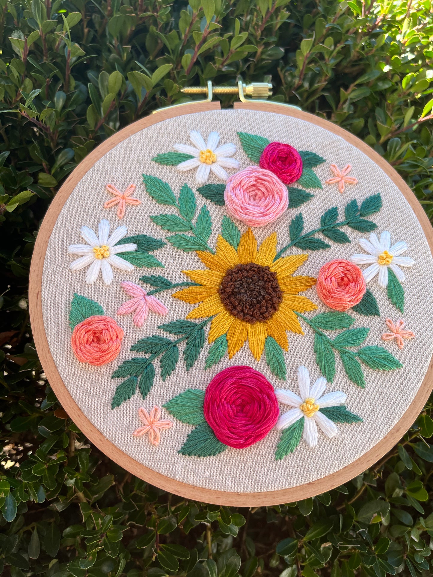 PDF Pattern - Sunny Petals, Intermediate Sunflower/Floral Embroidery Pattern