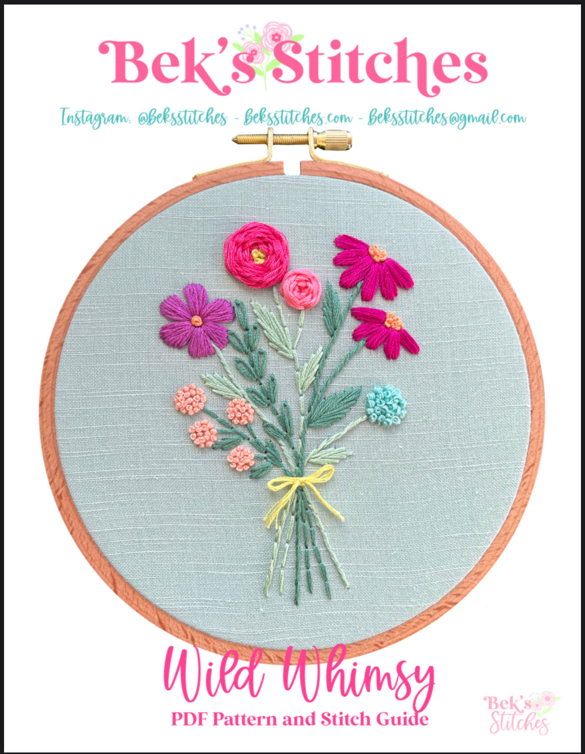 FREE PDF Pattern - Wild Whimsy, Free Beginner's Floral Embroidery Pattern