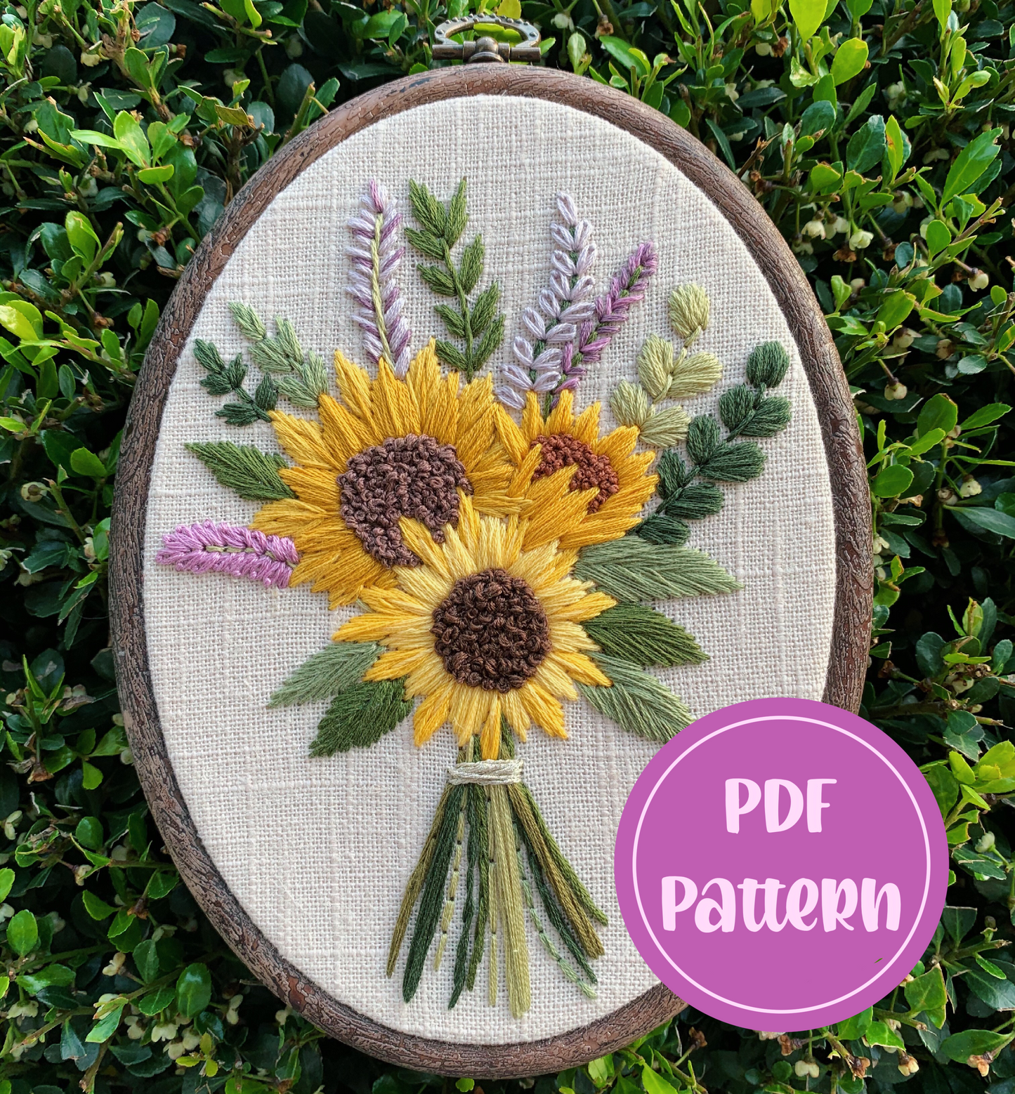 PDF Pattern - Sunflower Bouquet, Intermediate Embroidery Pattern