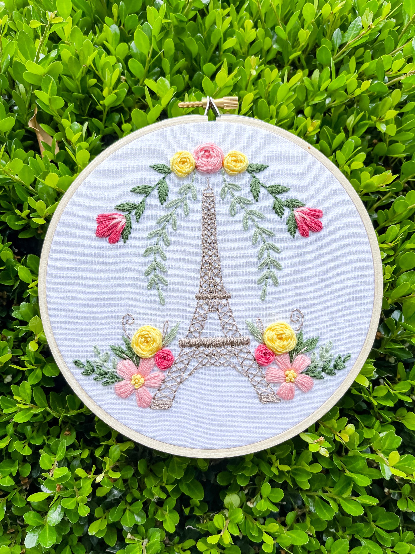 6” Fleur de Eiffel- Handmade Embroidery Hoop