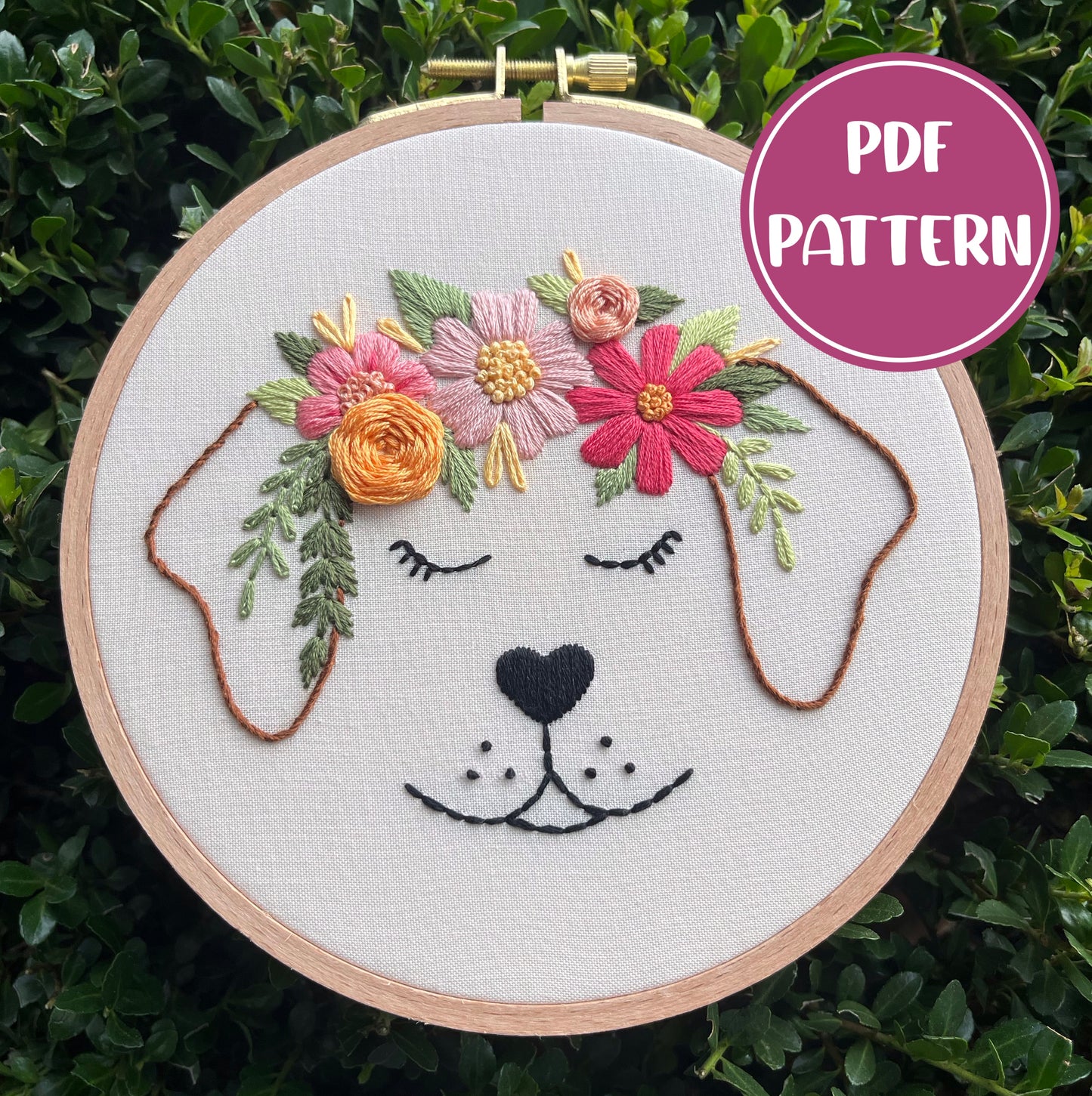 PDF Pattern BUNDLE - Flower Crown Friends Bundle, Beginner/Intermediate Floral Hand Embroidery Pattern (Copy)