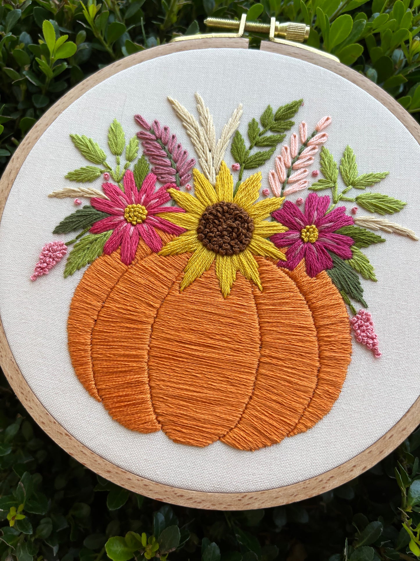 PDF Pattern - Pumpkin Bouquet, Floral Fall Pumpkin Hand Embroidery Pattern