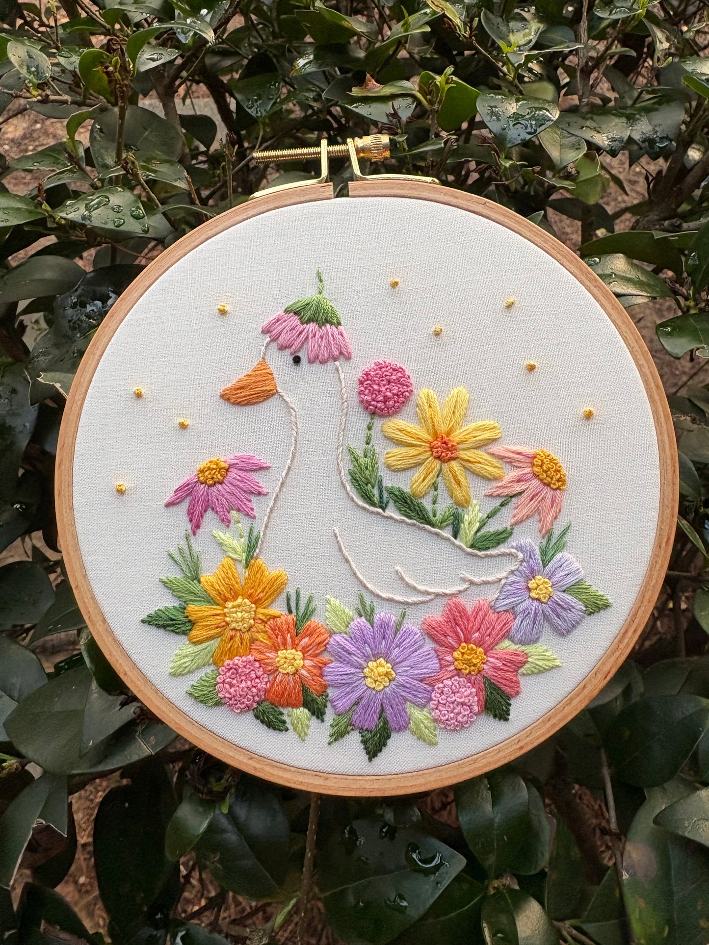 PDF Pattern - Garden Goose, Spring Floral Embroidery Pattern