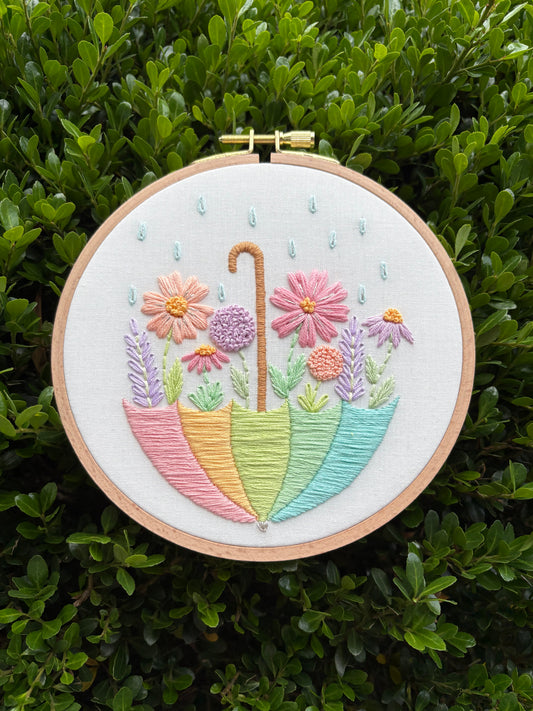6” Flower Shower Embroidery Hoop Art