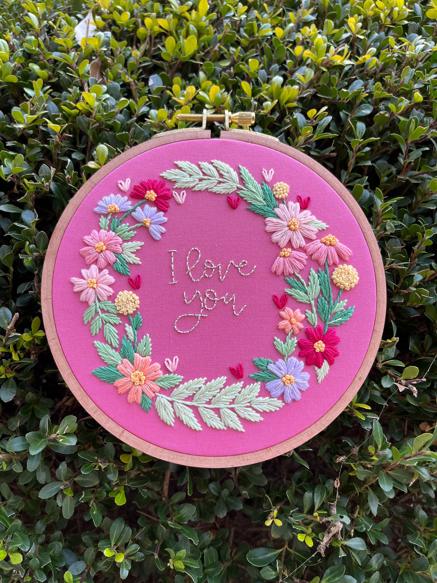 PDF Pattern - Wildflower Wreath, I Love You Valentine's Day Floral Wreath Hand Embroidery Pattern