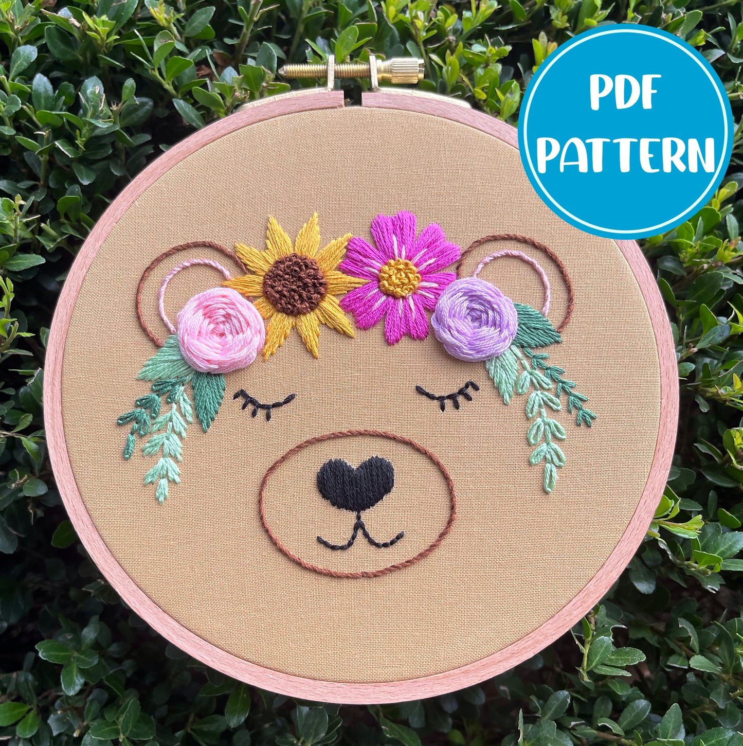 PDF Pattern BUNDLE - Flower Crown Friends Bundle, Beginner/Intermediate Floral Hand Embroidery Pattern (Copy)