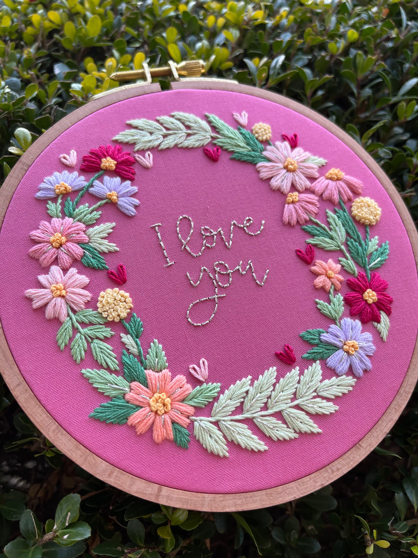 PDF Pattern - Wildflower Wreath, I Love You Valentine's Day Floral Wreath Hand Embroidery Pattern