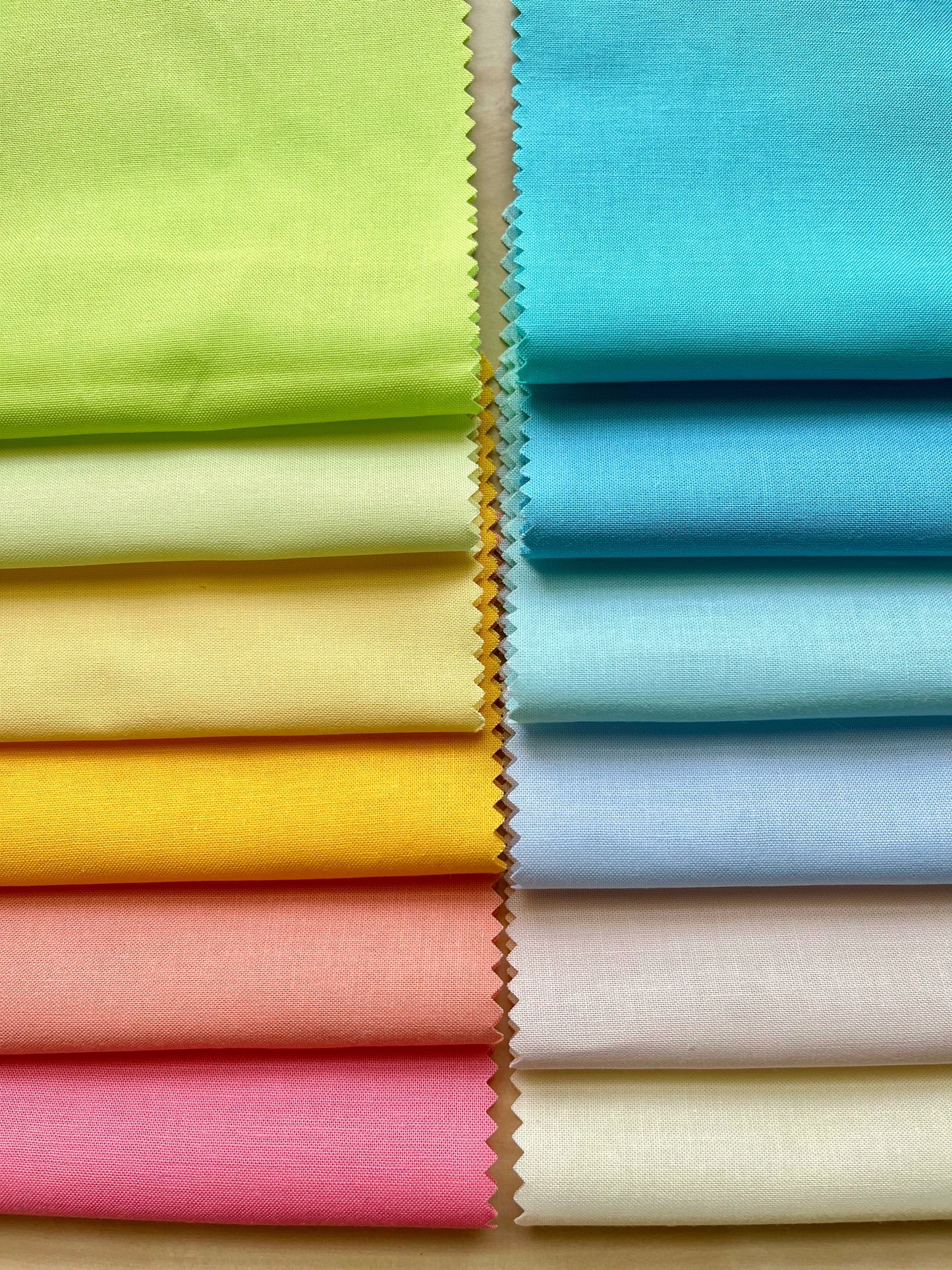 Summer Embroidery Fabric Square Sample Pack - Kona Cotton Fabric, Fabric Squares