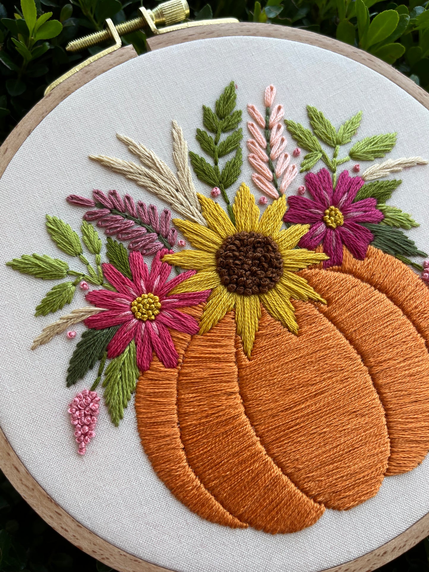 PDF Pattern - Pumpkin Bouquet, Floral Fall Pumpkin Hand Embroidery Pattern