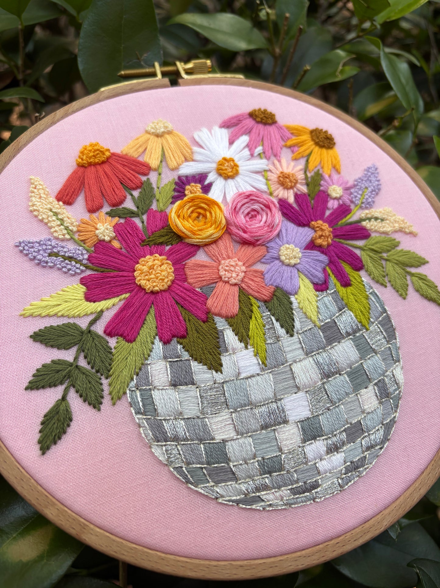 7” Groovy Garden Embroidery Hoop Art