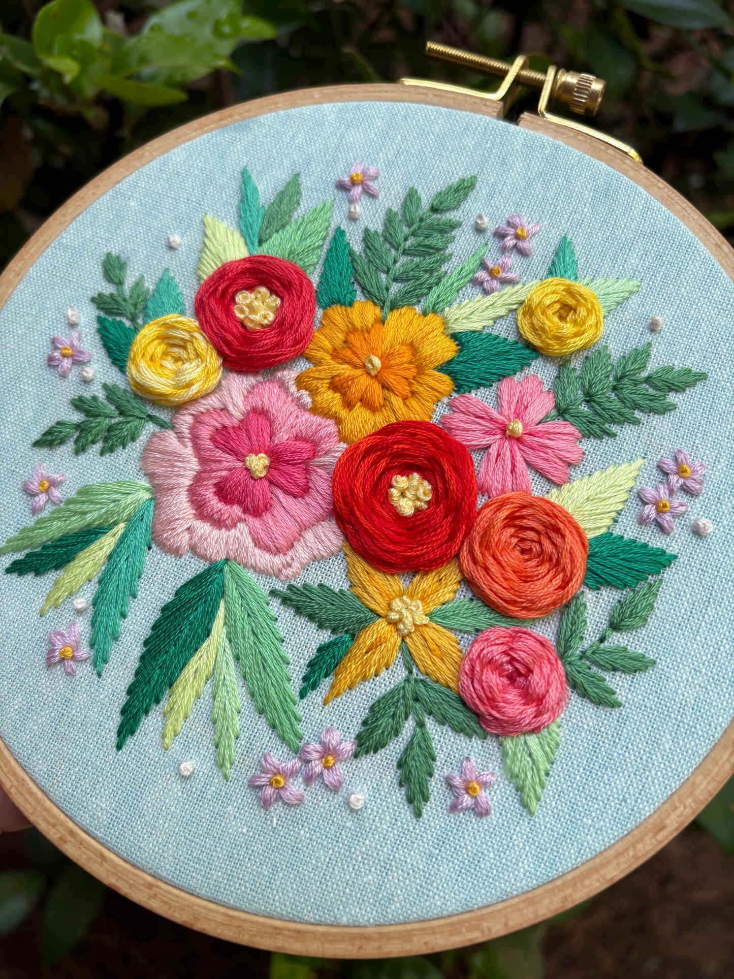 PDF Pattern - Blooming Brilliance, Neon Summer Bouquet Embroidery Pattern