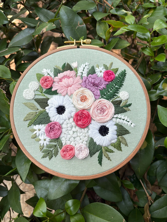 7” Secret Garden Floral Embroidery Hoop Art