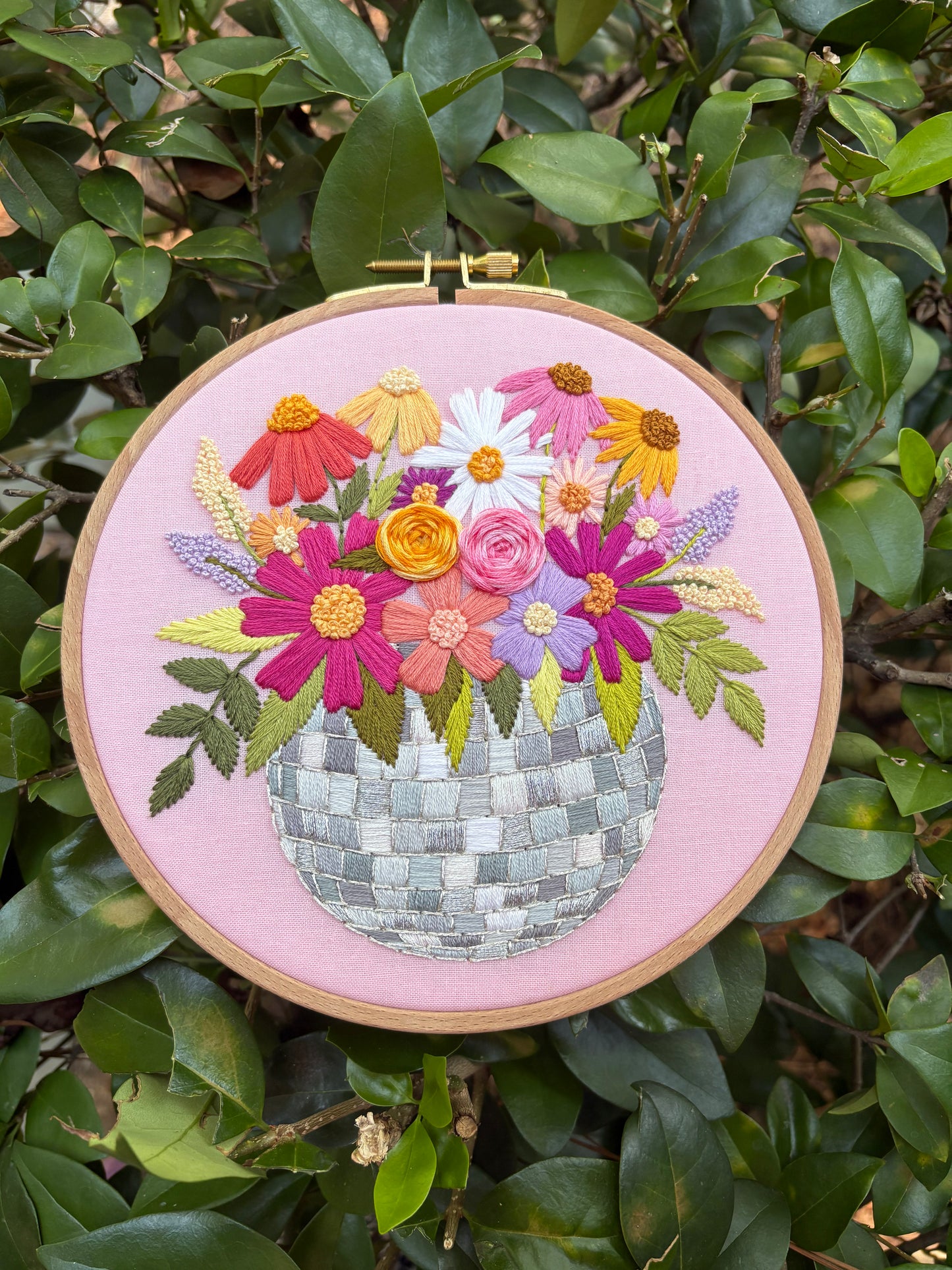 7” Groovy Garden Embroidery Hoop Art