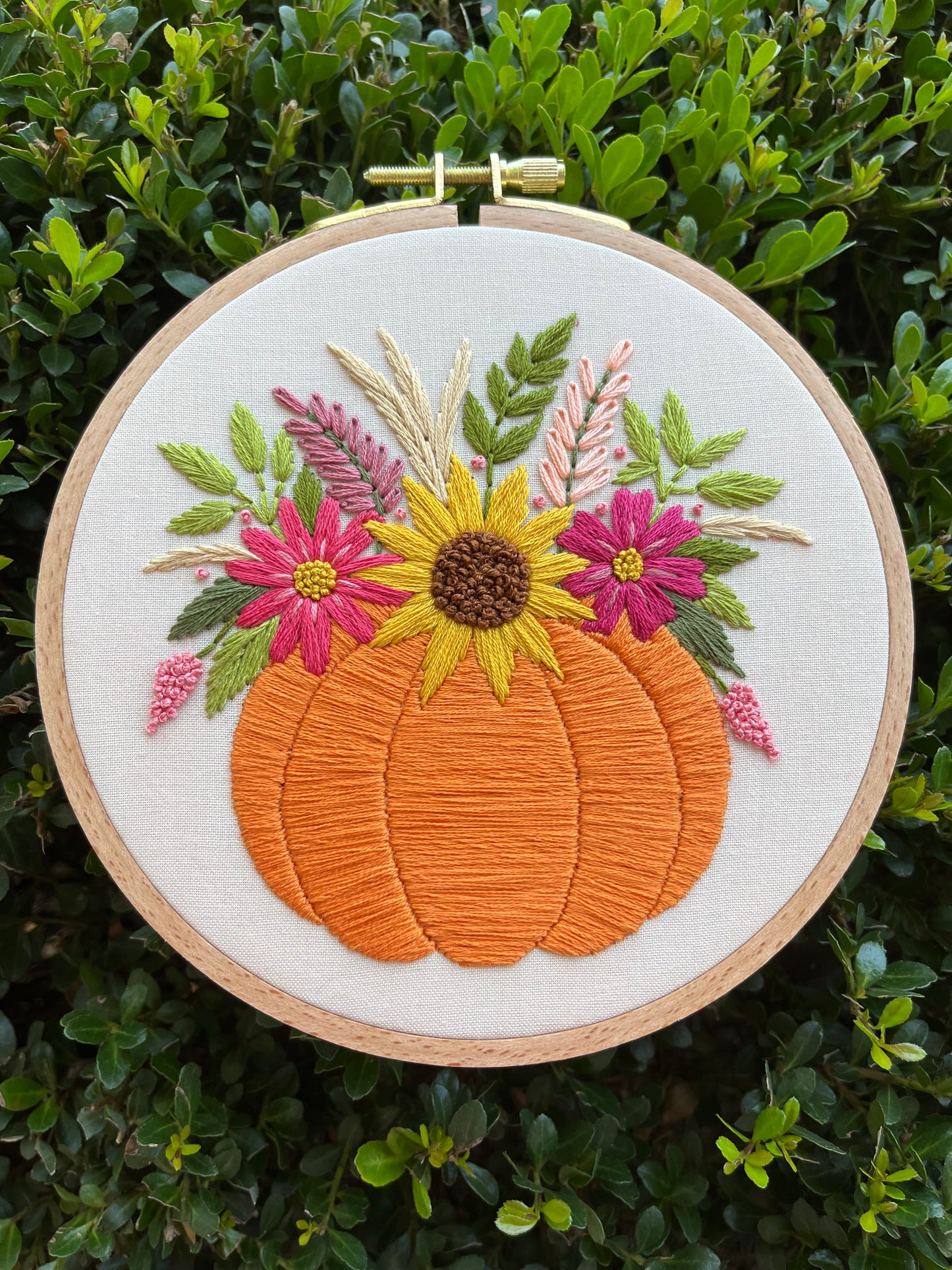 PDF Pattern - Pumpkin Bouquet, Floral Fall Pumpkin Hand Embroidery Pattern