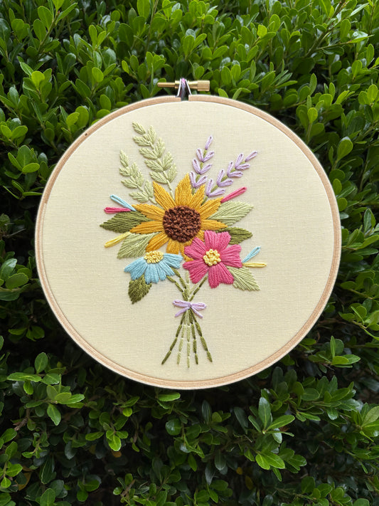 6” Sunny Bouqet Embroidery Hoop Art