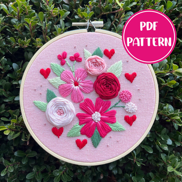 FREE PDF Pattern - Be Mine, Free Valentine Floral Embroidery Pattern ...