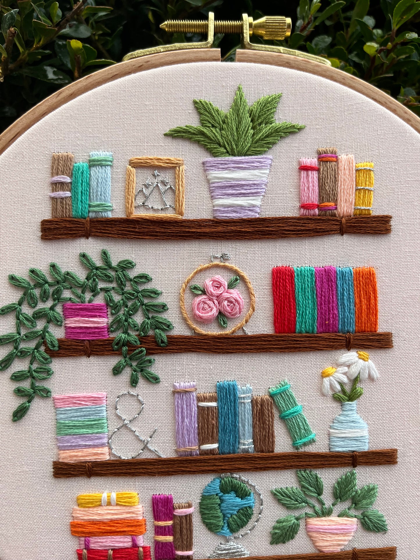 PDF Pattern - Botanical Bookshelves, Book and Plant Shelf Hand Embroidery Pattern