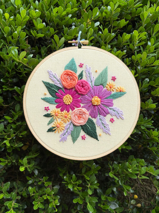 6” Sorbet Bouquet Embroidery Hoop Art