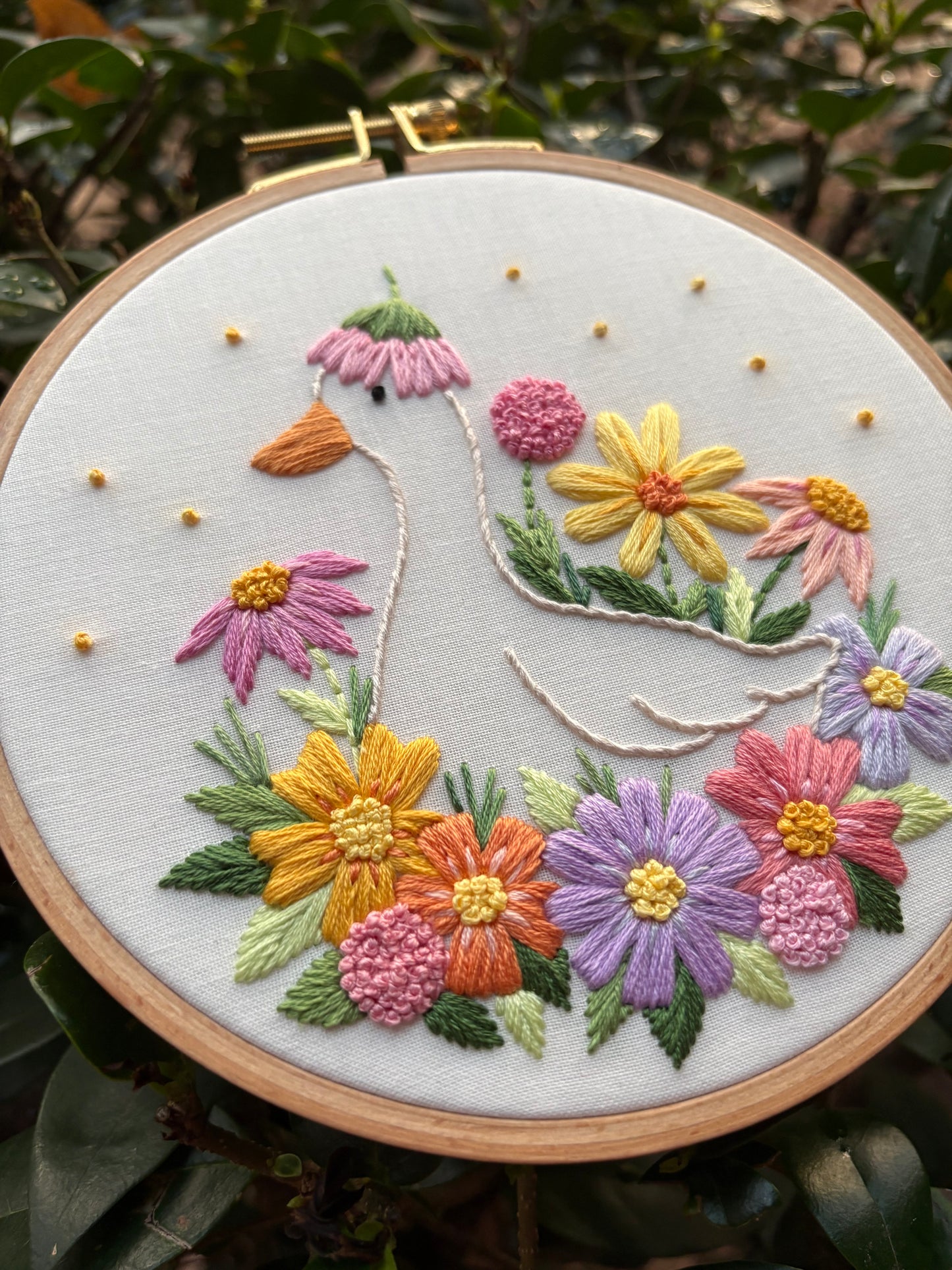 PDF Pattern - Garden Goose, Spring Floral Embroidery Pattern