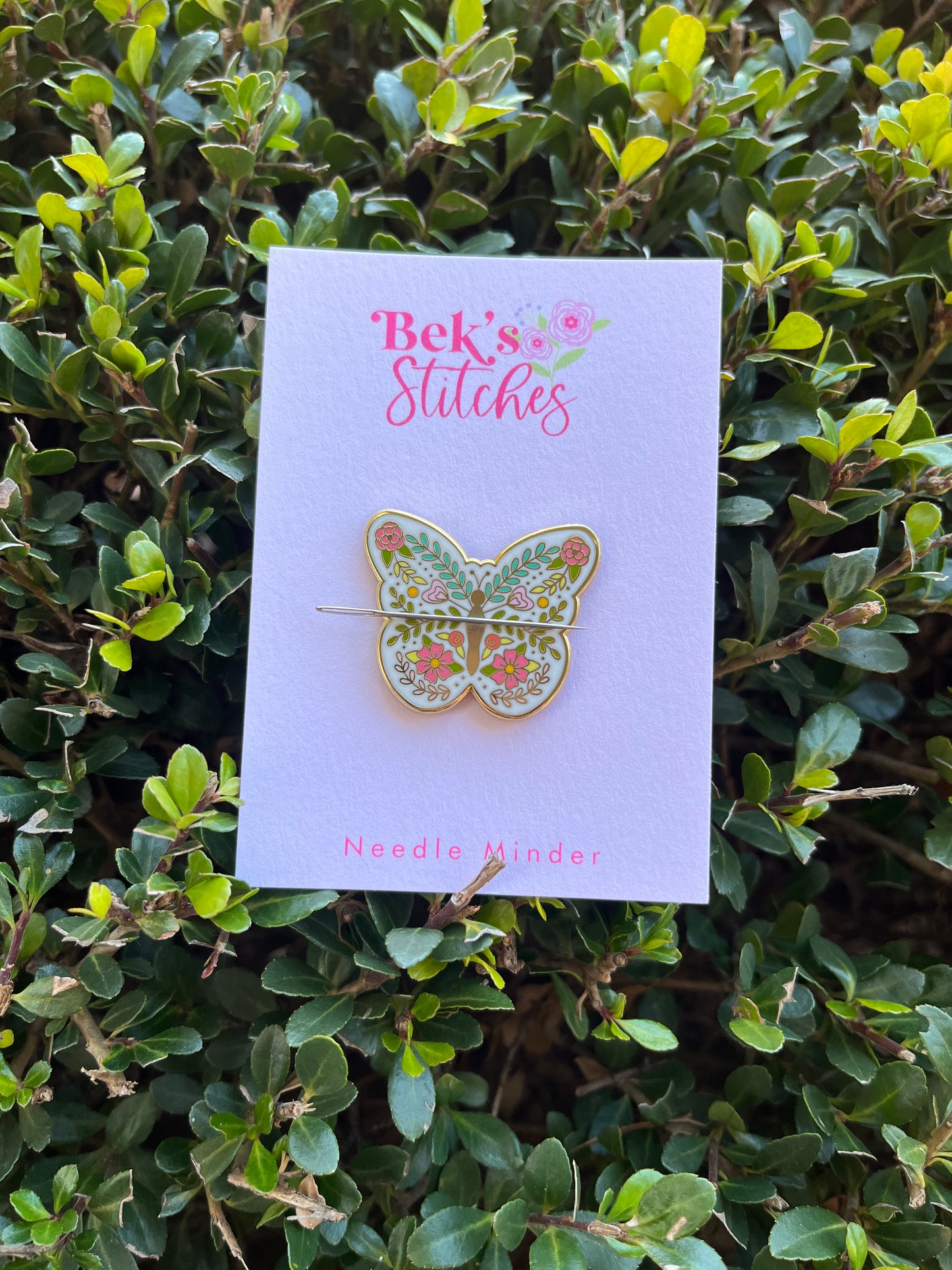 Floral Butterfly Enamel Needle Minder - Embroidery Accesory/Needle Magnet