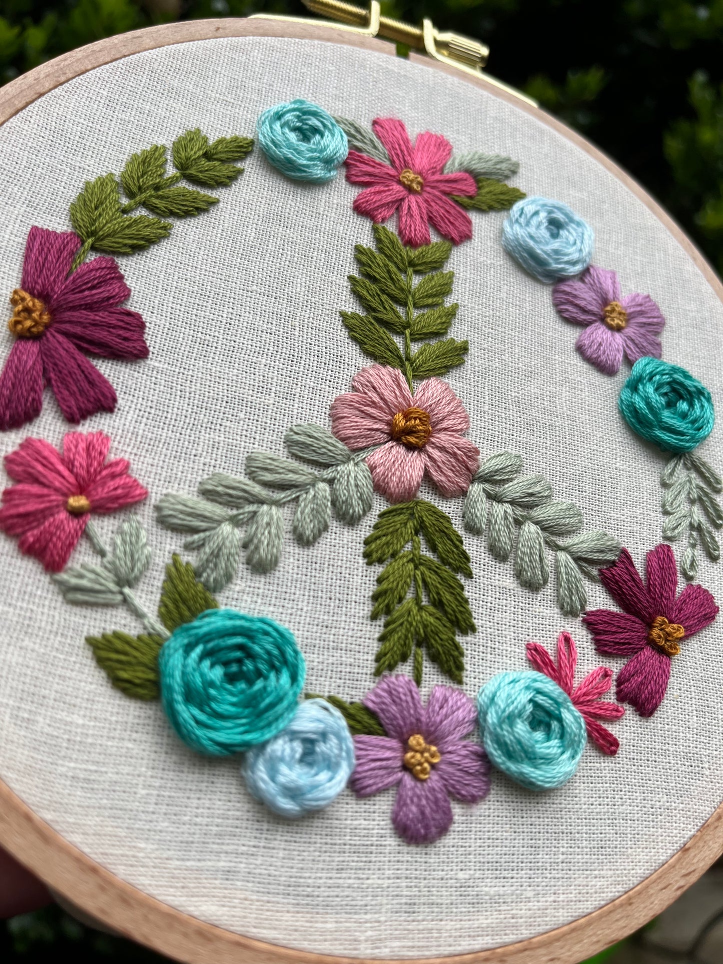 6" Peaceful Petals Embroidery Hoop Art