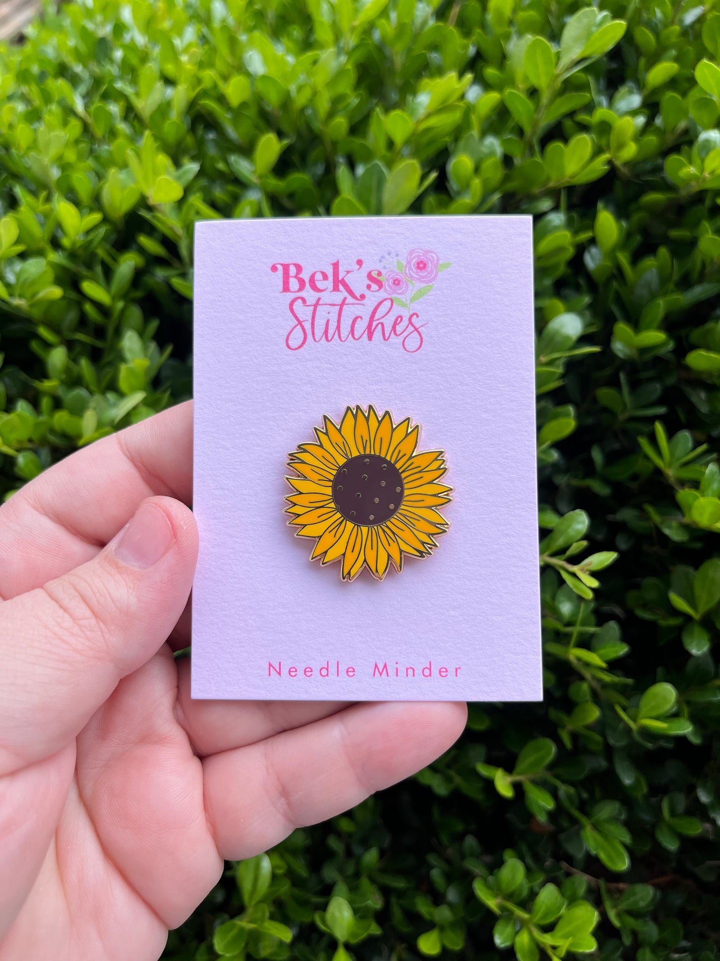 Enamel Sunflower and Daisy Needle Minder, Set or Individual - Embroidery Accessory
