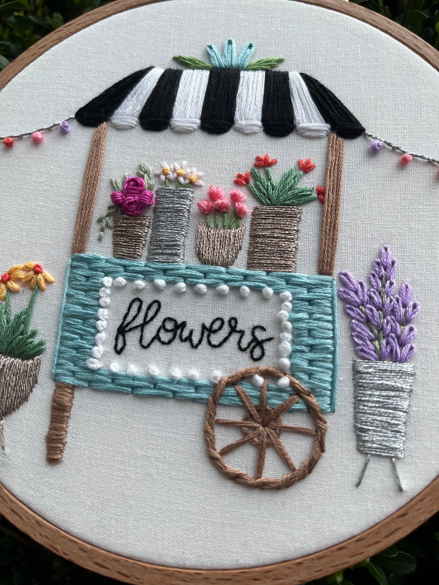 6" Fresh Flowers Embroidery Hoop Art