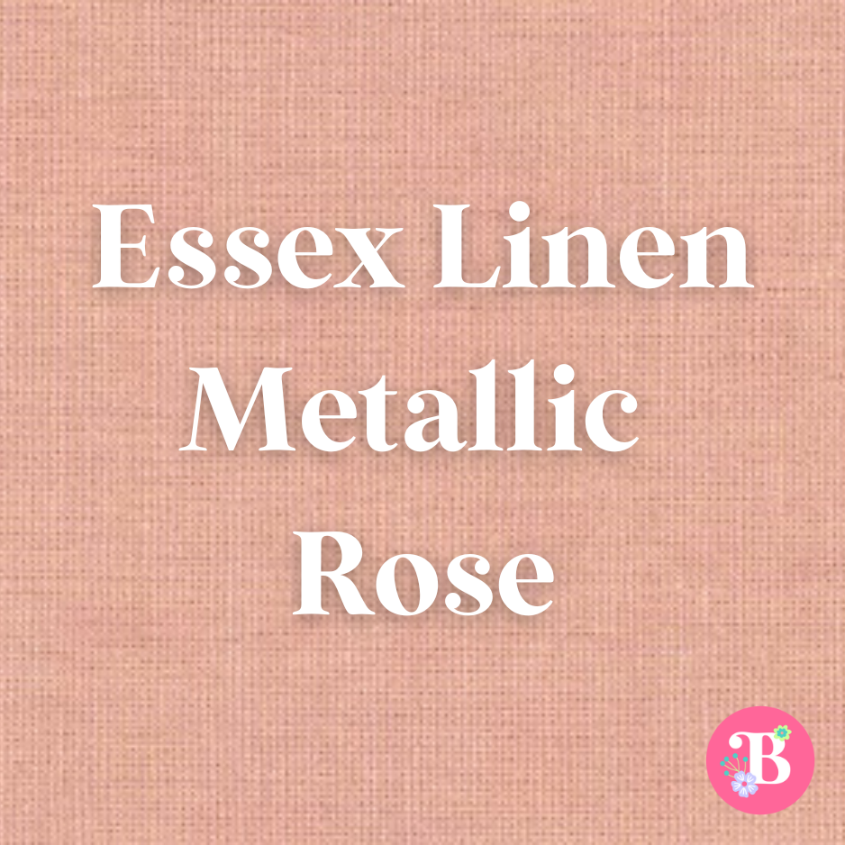 Essex Metallic Linen Blend Rose #1310 Embroidery Fabric by the Yard • Cut-to-Order - Kona Cotton Fabric, 100% cotton