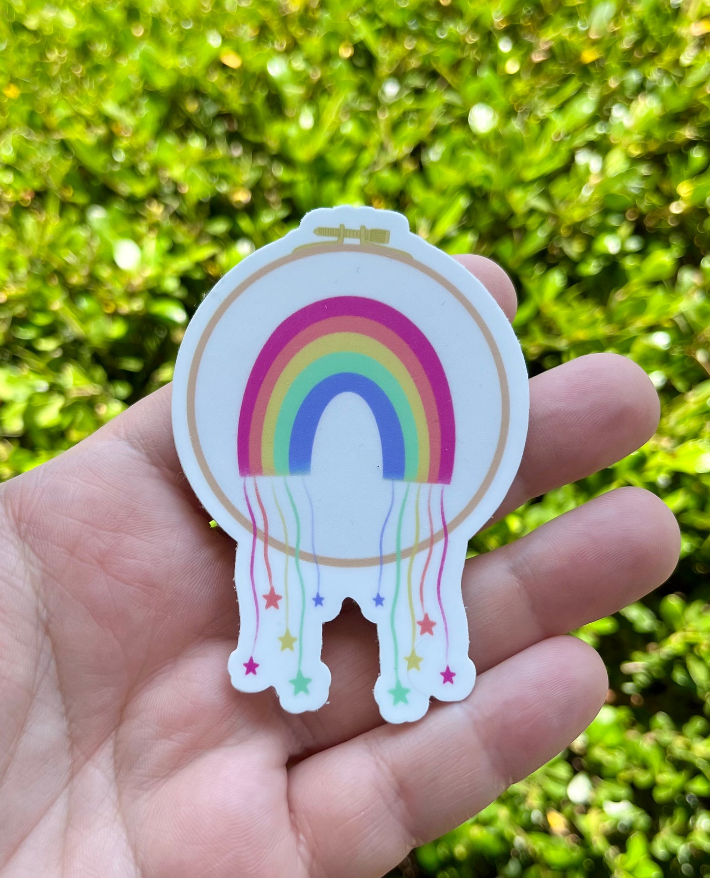 Rainbow Embroidery Hoop Vinyl Waterproof Sticker