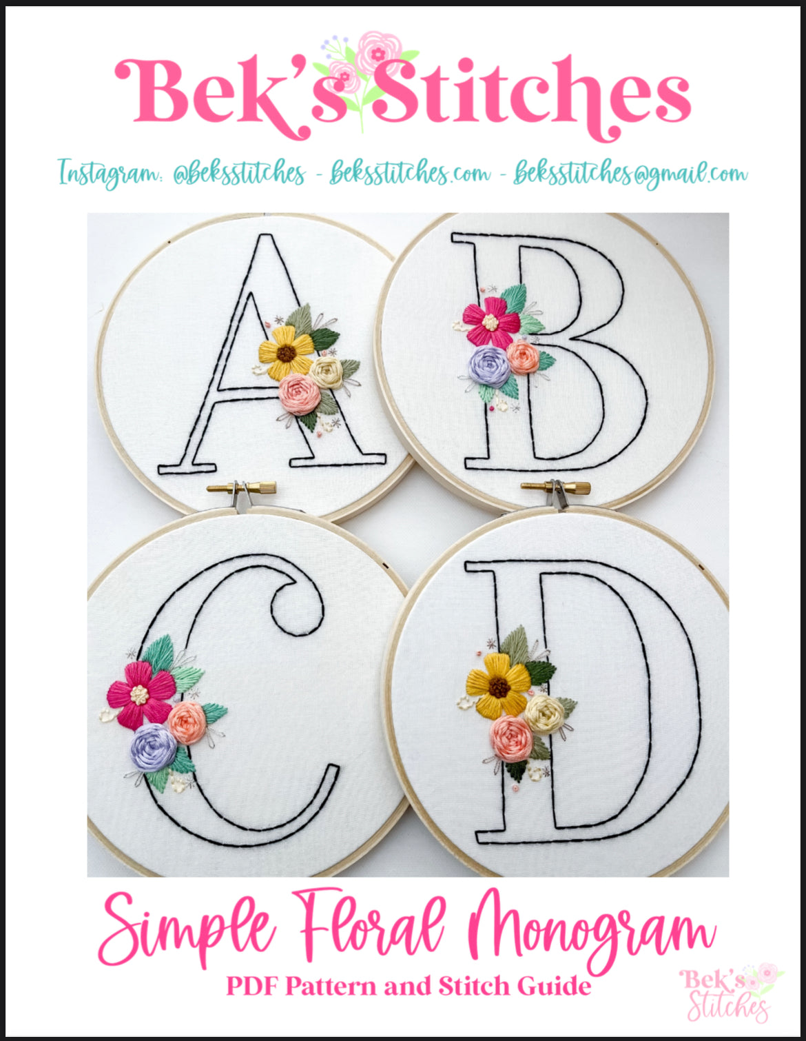 Monogram Pattern Inspo PDF Pattern - Simple Floral Monograms, Floral Monogram Patterns, ABC L ...