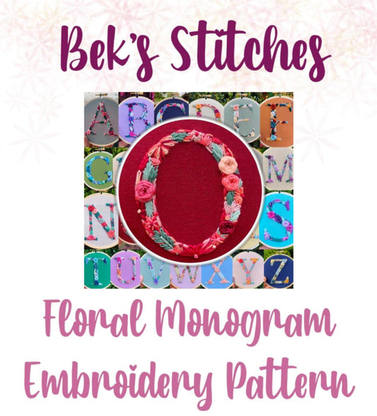 PDF Pattern - Letter O Floral Monogram Embroidery