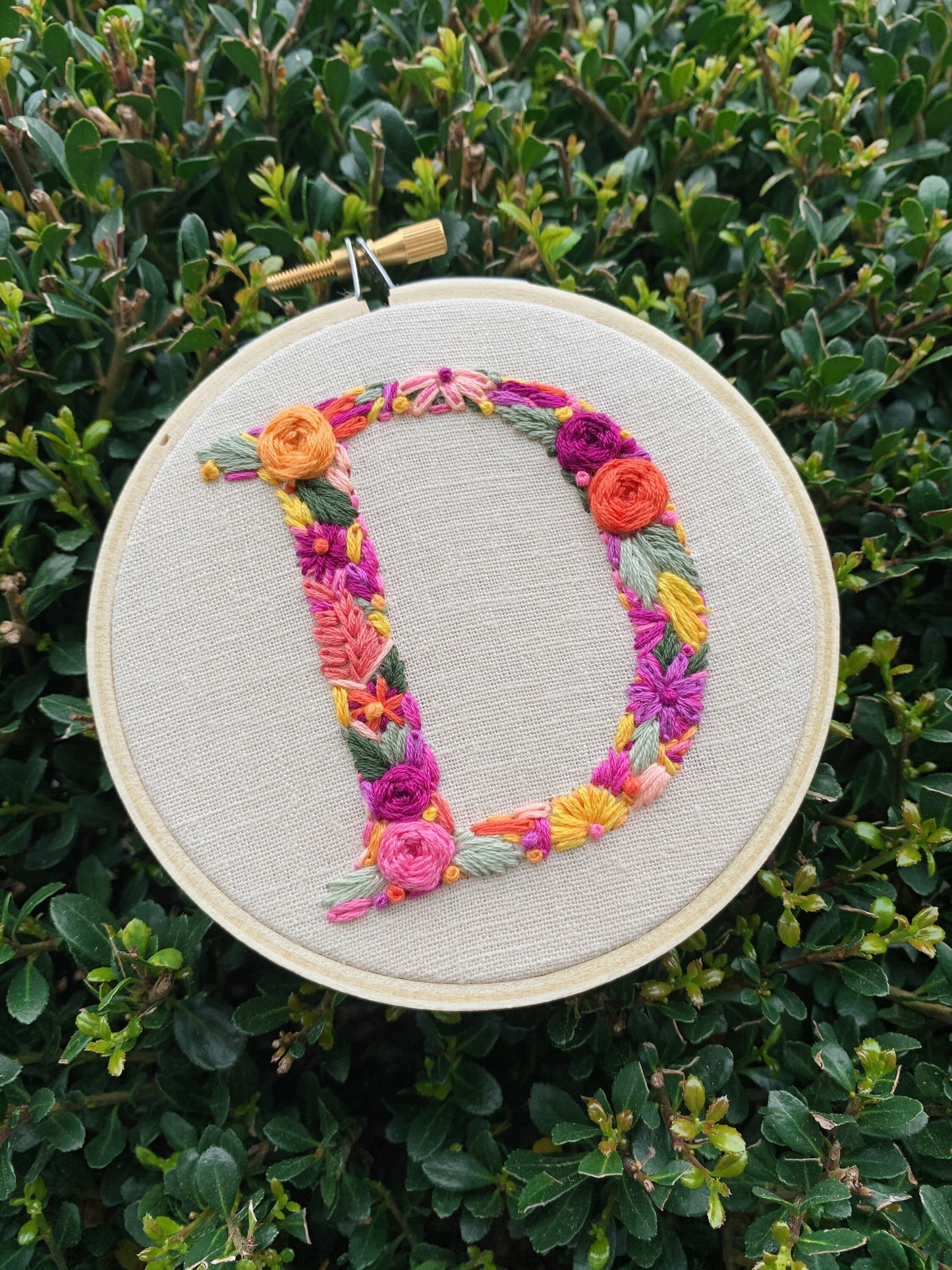 PDF Pattern - Letter D Floral Monogram Embroidery