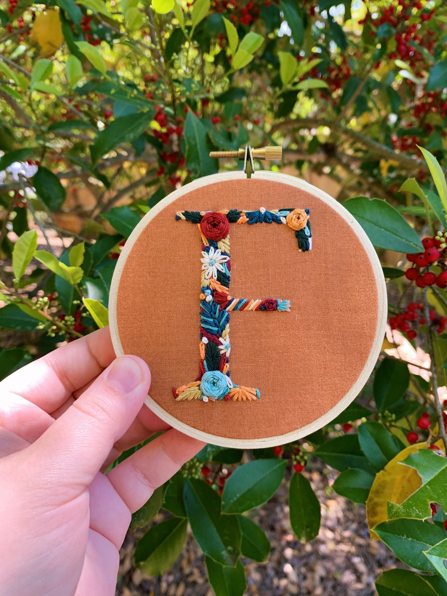 PDF Pattern - Letter F Floral Monogram Embroidery