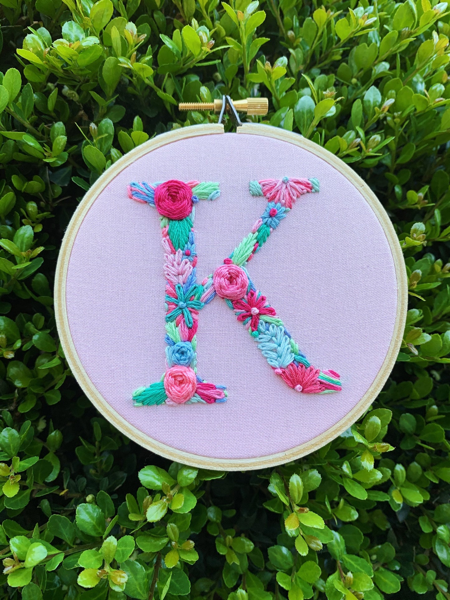 PDF Pattern - Letter K Floral Monogram Embroidery