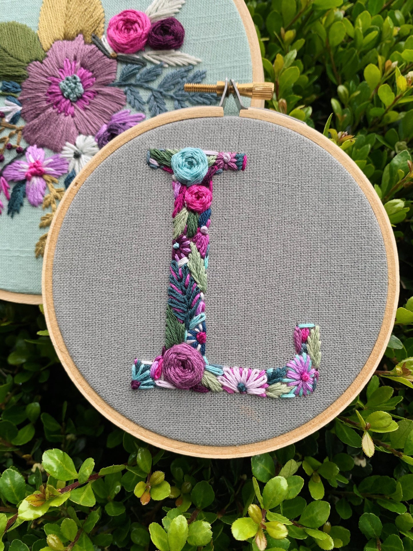 PDF Pattern - Letter L Floral Monogram Embroidery