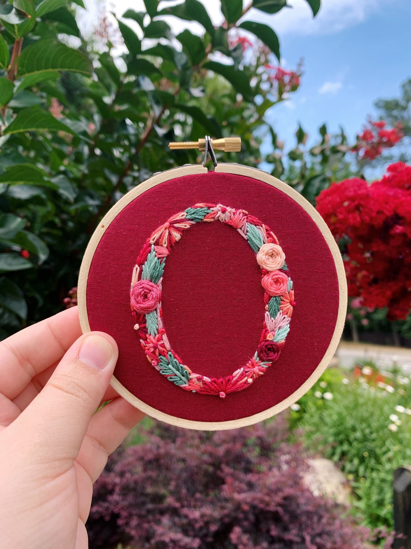 PDF Pattern - Letter O Floral Monogram Embroidery