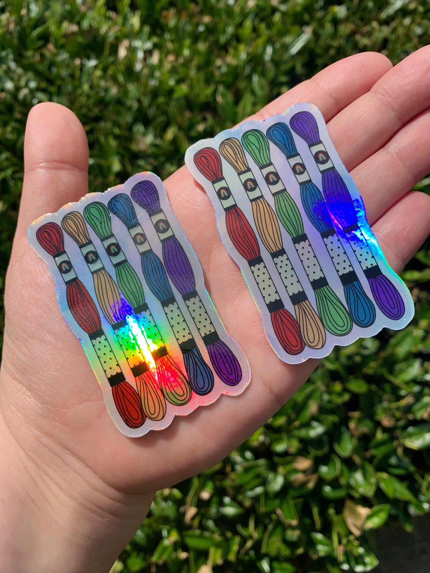 Holographic Rainbow Embroidery Floss Skein Sticker - Waterproof, Vinyl Sticker