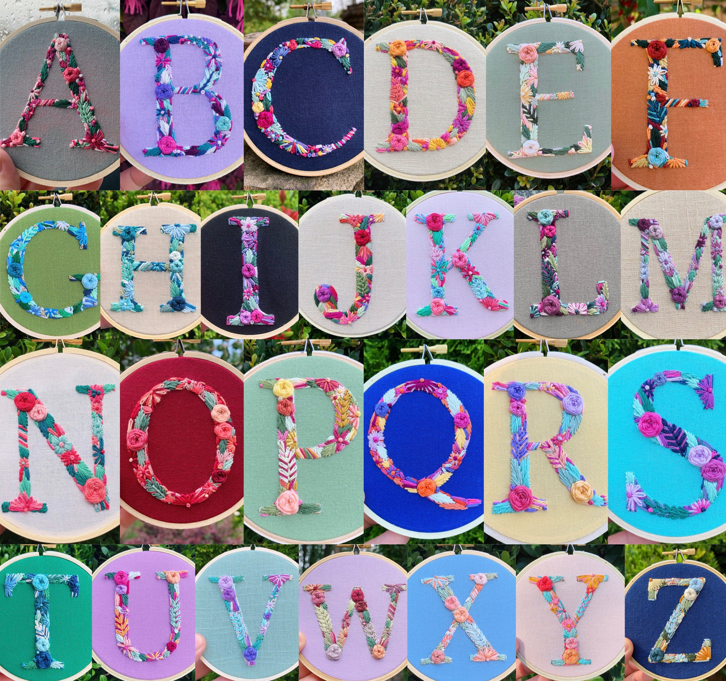 PDF Pattern - Letter T Floral Monogram Embroidery