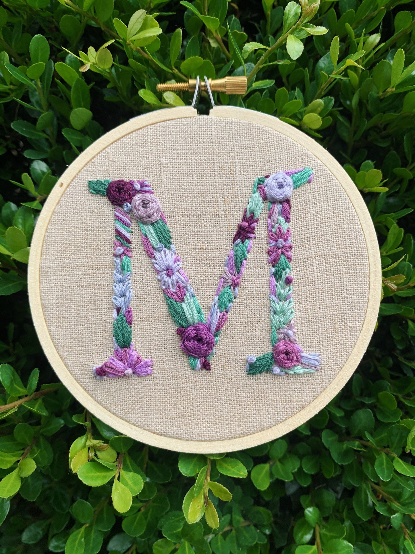 PDF Pattern - Letter M Floral Monogram Embroidery