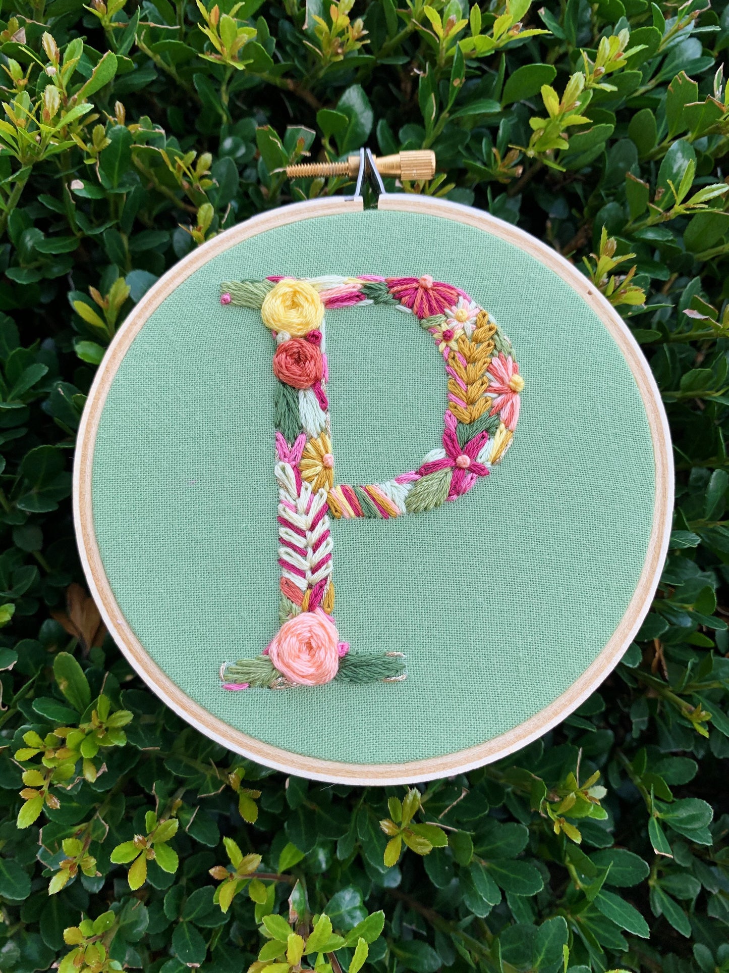 PDF Pattern - Letter P Floral Monogram Embroidery