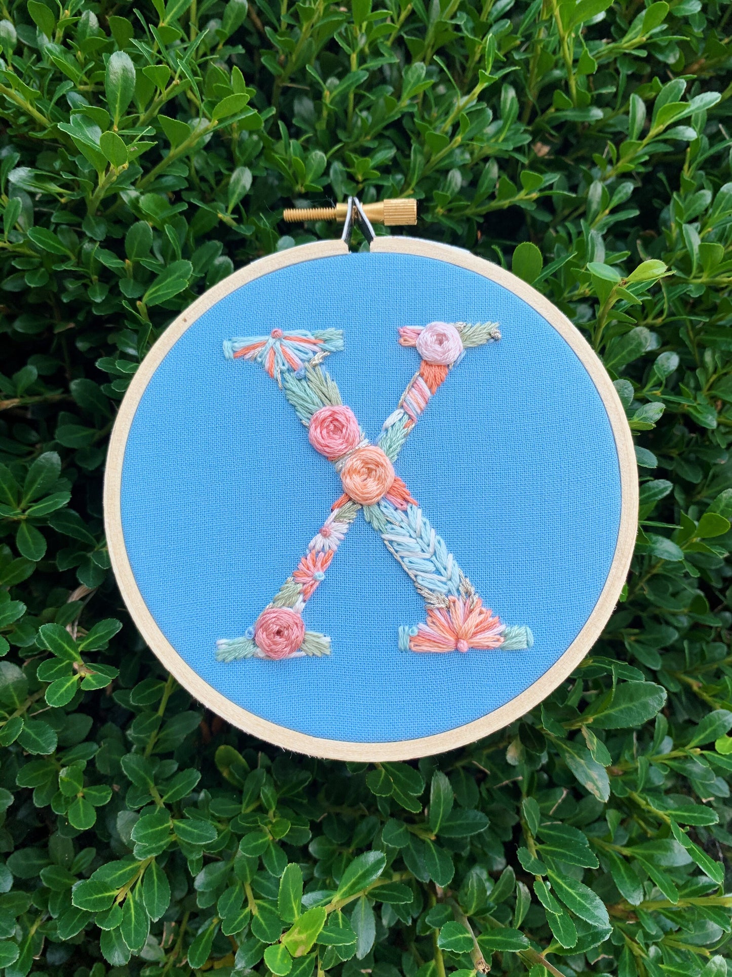 PDF Pattern - Letter X Floral Monogram Embroidery