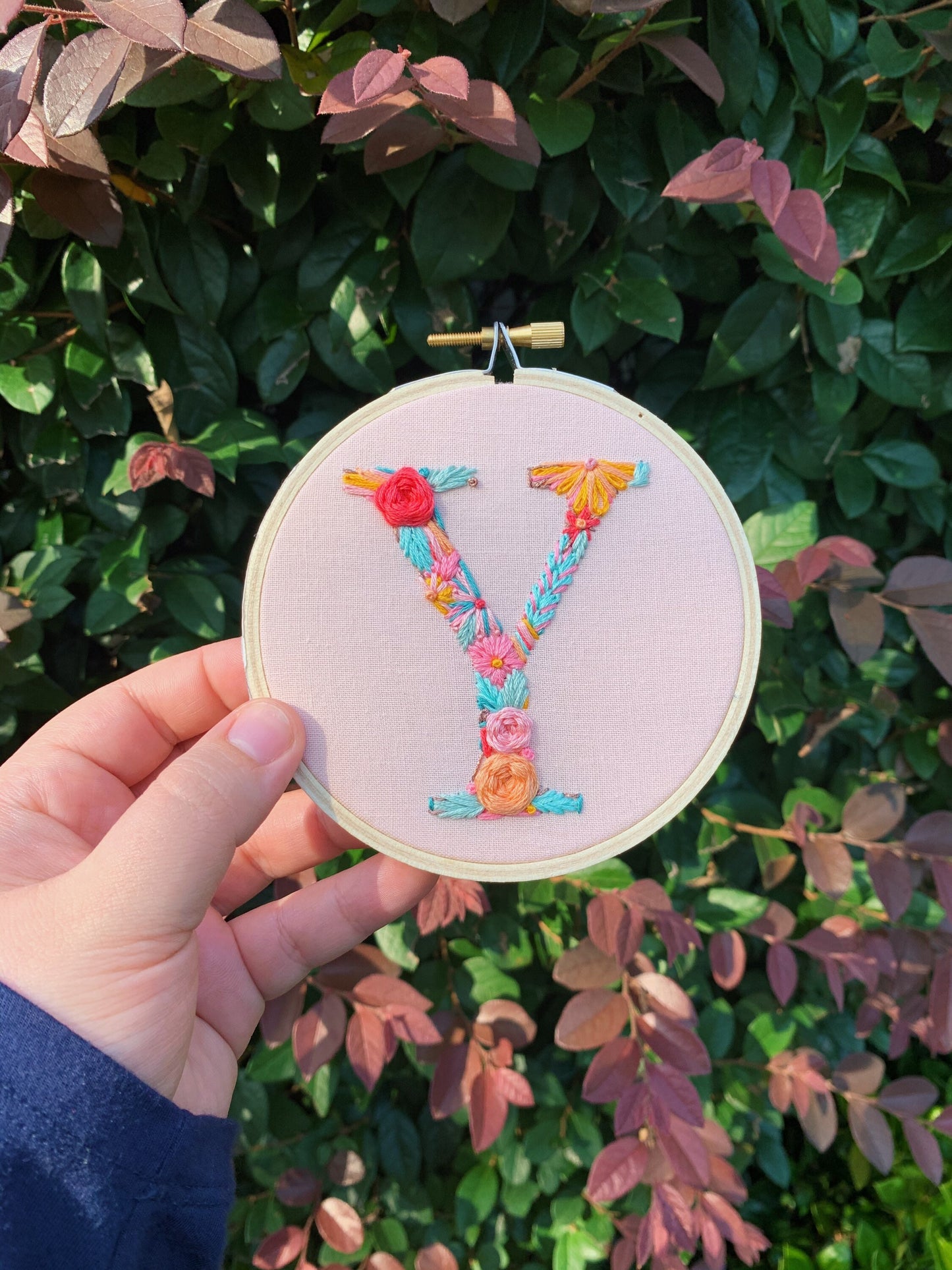 PDF Pattern - Letter Y Floral Monogram Embroidery
