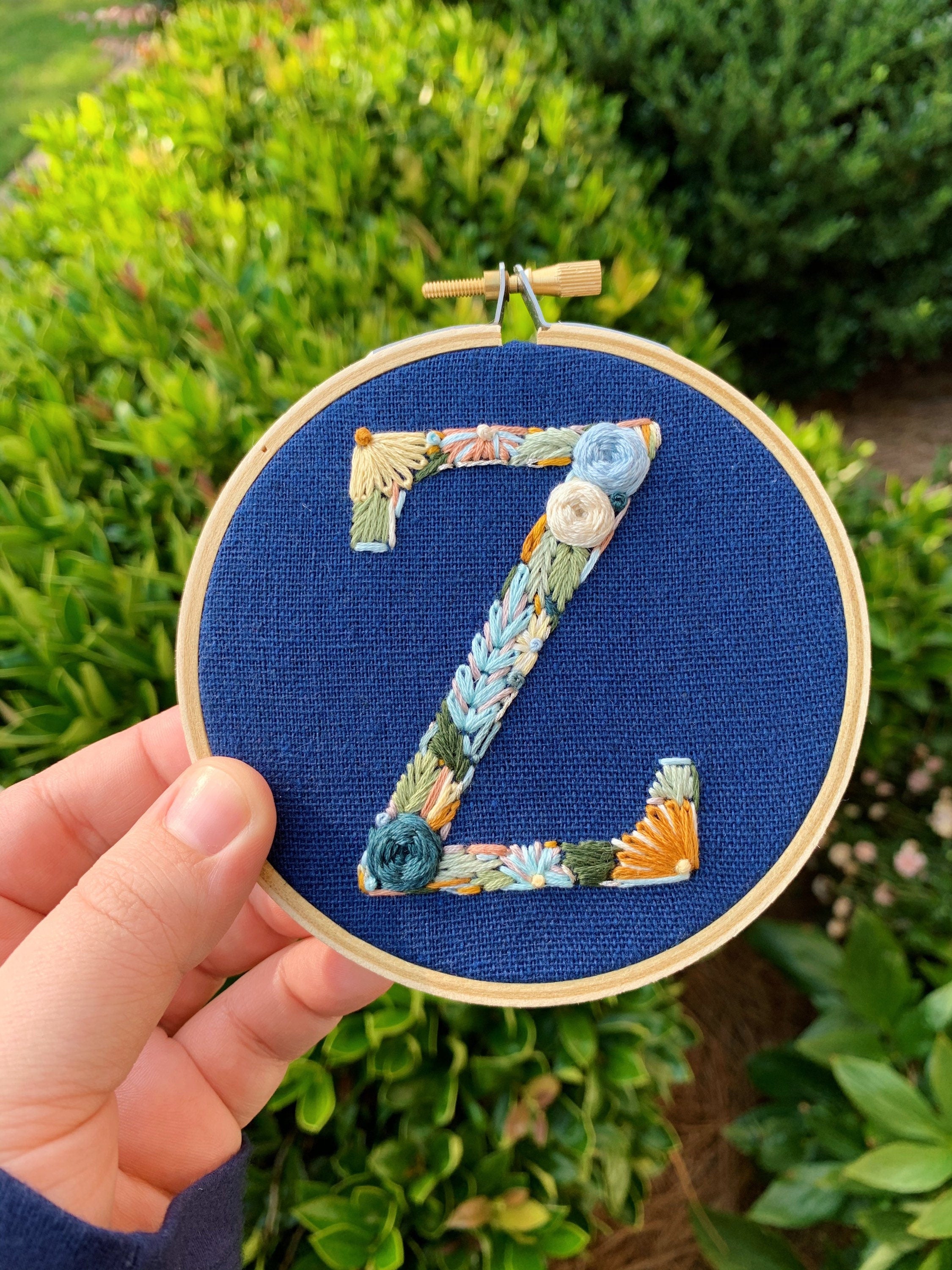 PDF Pattern - Letter Z Floral Monogram Embroidery