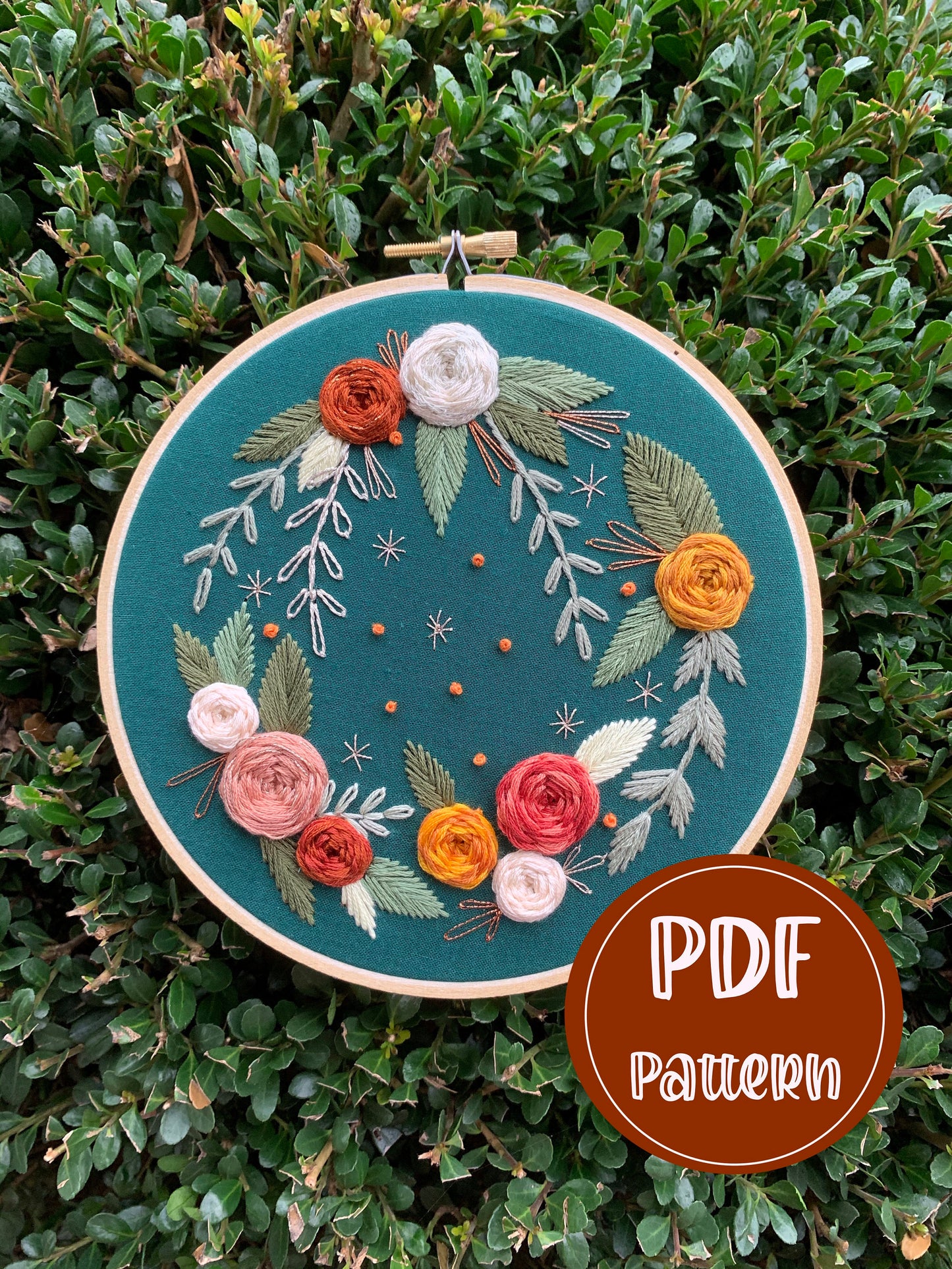PDF Pattern - Autumn Blossoms, Intermediate Embroidery Pattern