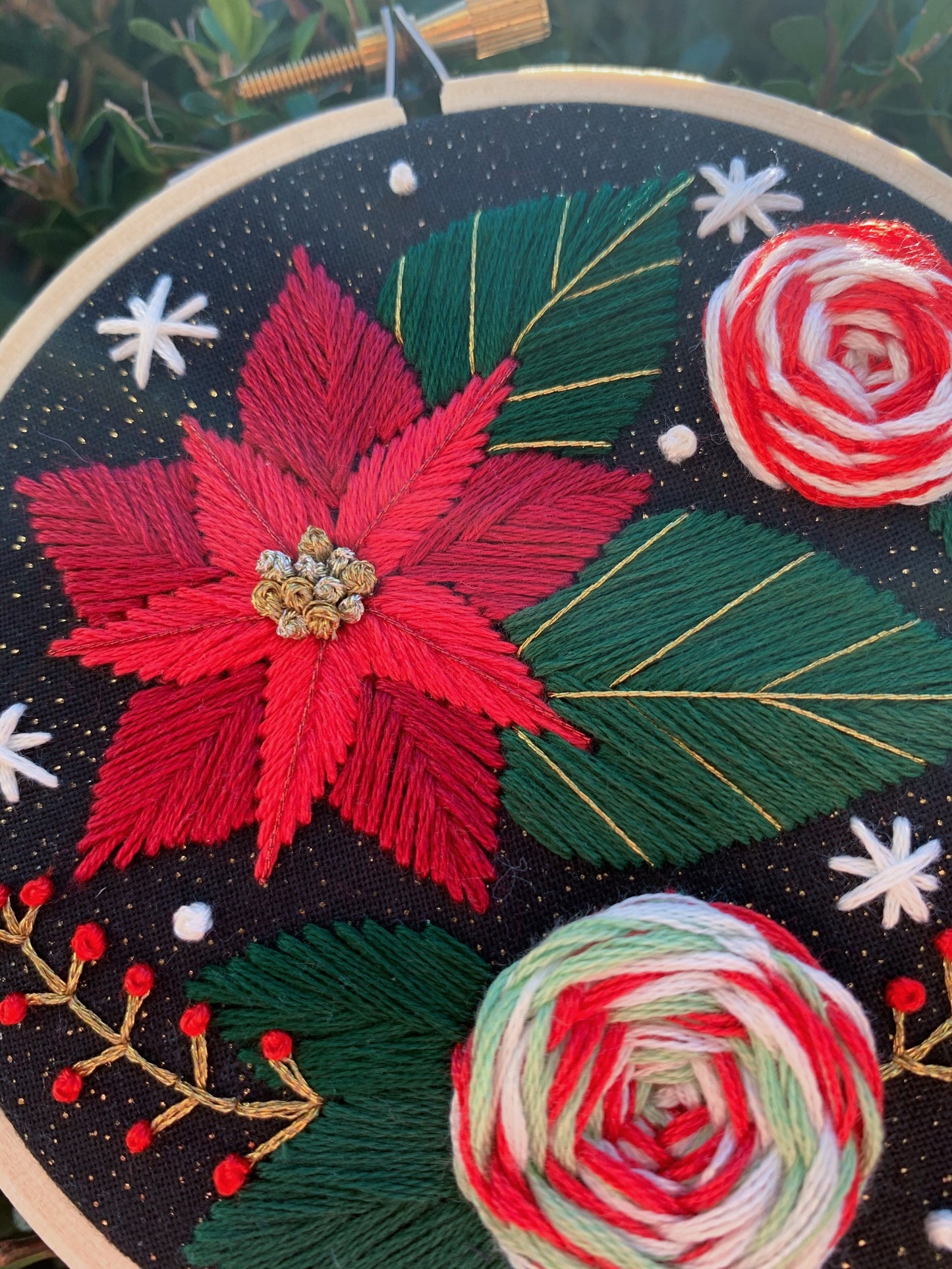 PDF Pattern - Christmas Florals, Intermediate Embroidery Pattern