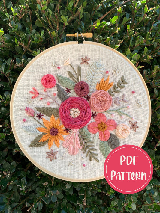 PDF Pattern - Heirloom Blooms, Intermediate/Advanced Embroidery Pattern