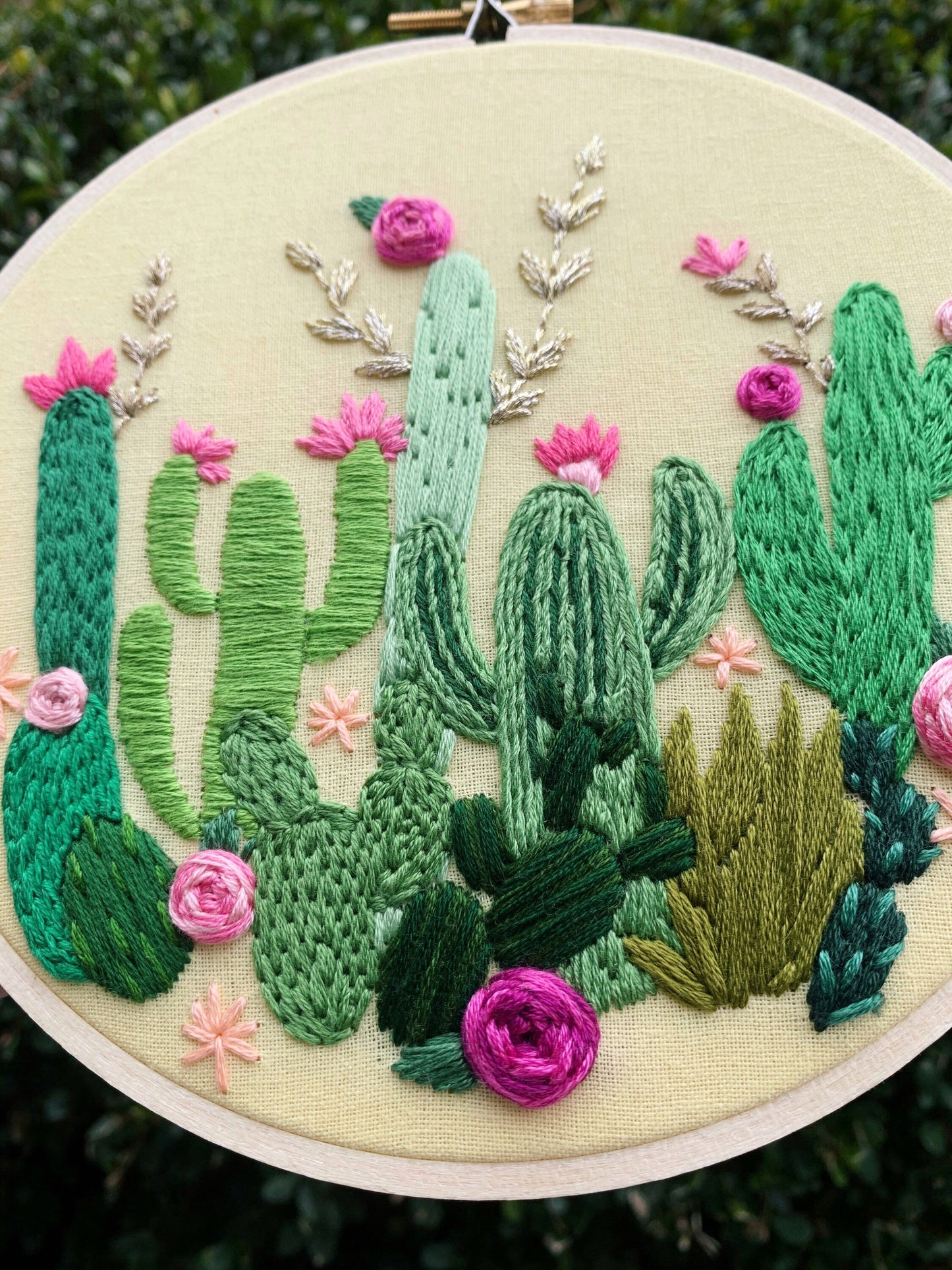 PDF Pattern - Cactus Flowers, Intermediate/Advanced Embroidery Pattern