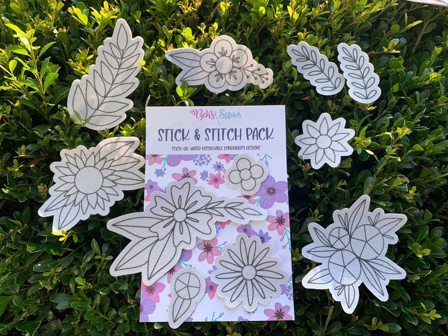 Stick and Stitch Pack - Original Florals, Water-Soluble Dissolving Stick-On Embroidery Designs